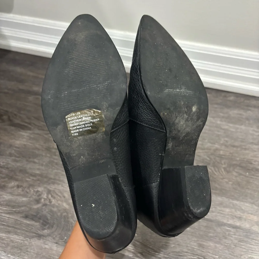 Steve Madden Leather Cafe Western Black Ankle Boots - Picture 6 of 6